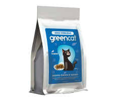 Sacco di croccantini GreenCat Sterilised al Tonno per il controllo del peso