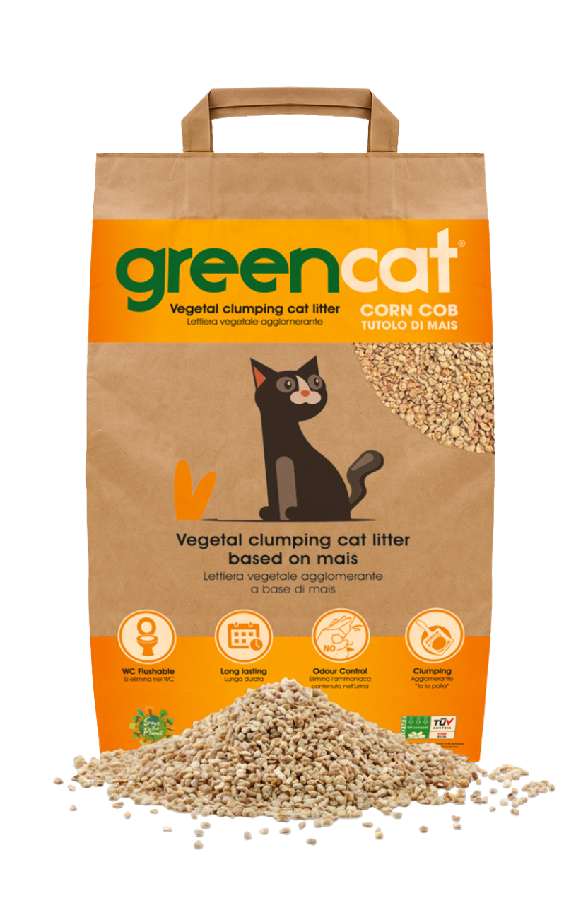 Sacco di lettiera ecologica GreenCat al mais agglomerante e biodegradabile