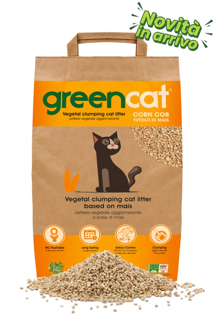 Sacco di lettiera ecologica GreenCat al mais agglomerante e biodegradabile